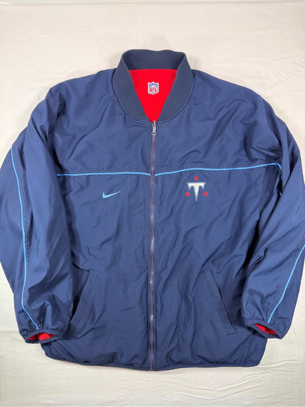 Vintage Nike Tennessee Titans Reversible Jacket Navy Red Fleece NFL